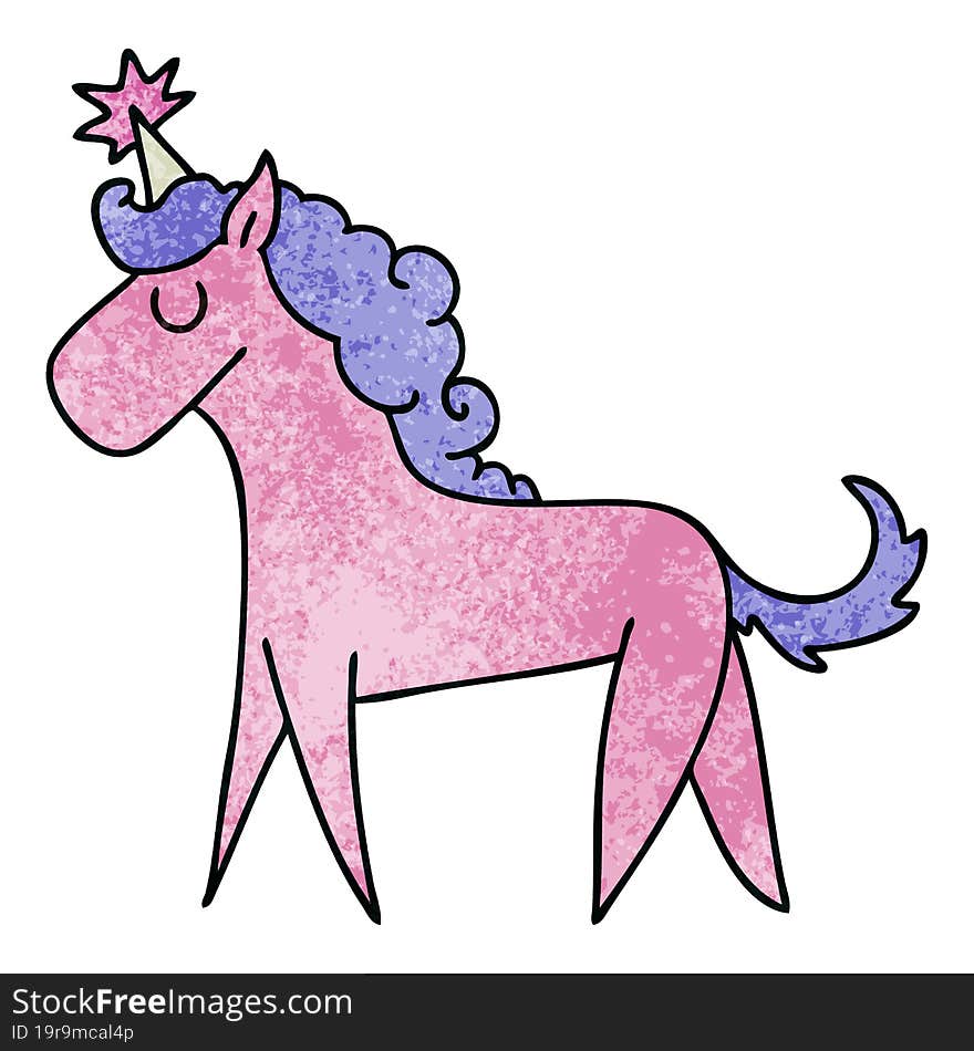 quirky hand drawn cartoon unicorn