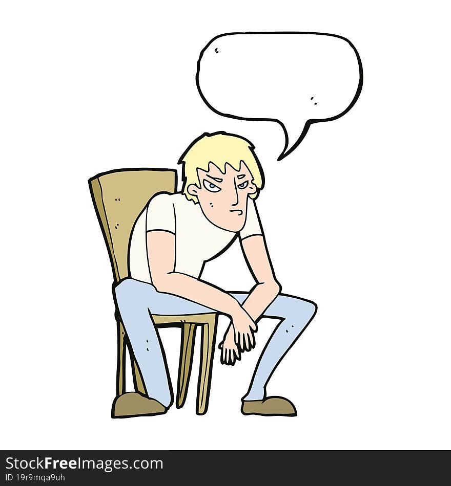 cartoon dejected man with speech bubble