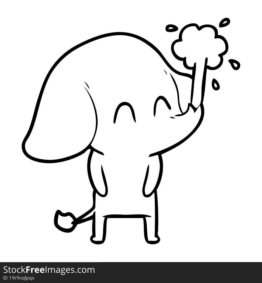 cute cartoon elephant spouting water. cute cartoon elephant spouting water