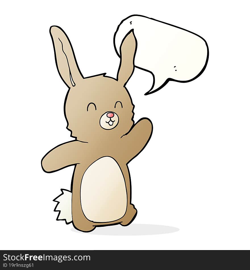 Cartoon Happy Rabbit With Speech Bubble