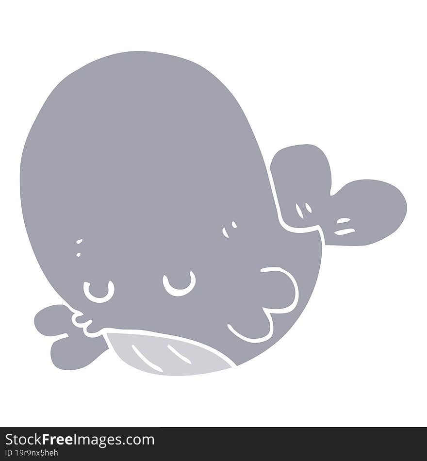 Flat Color Style Cartoon Whale