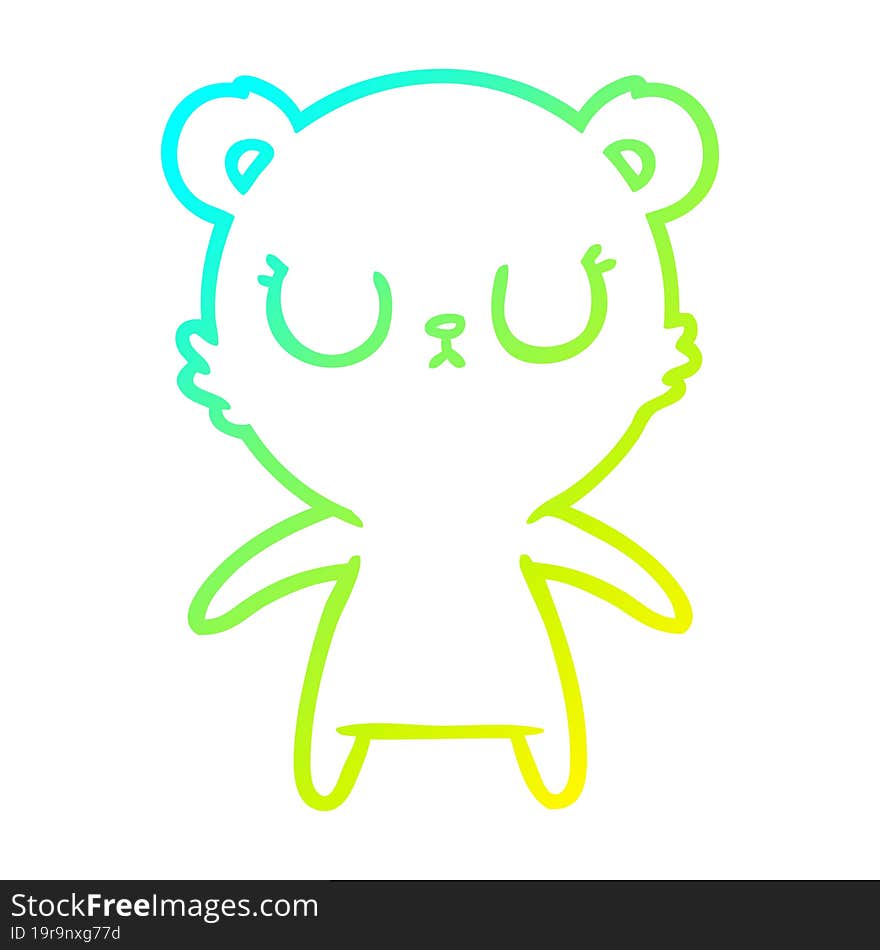 cold gradient line drawing peaceful cartoon bear cub