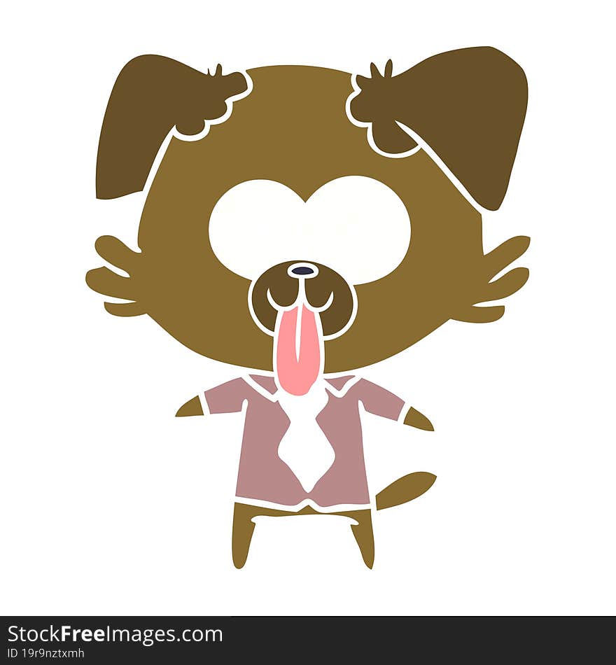 flat color style cartoon dog with tongue sticking out