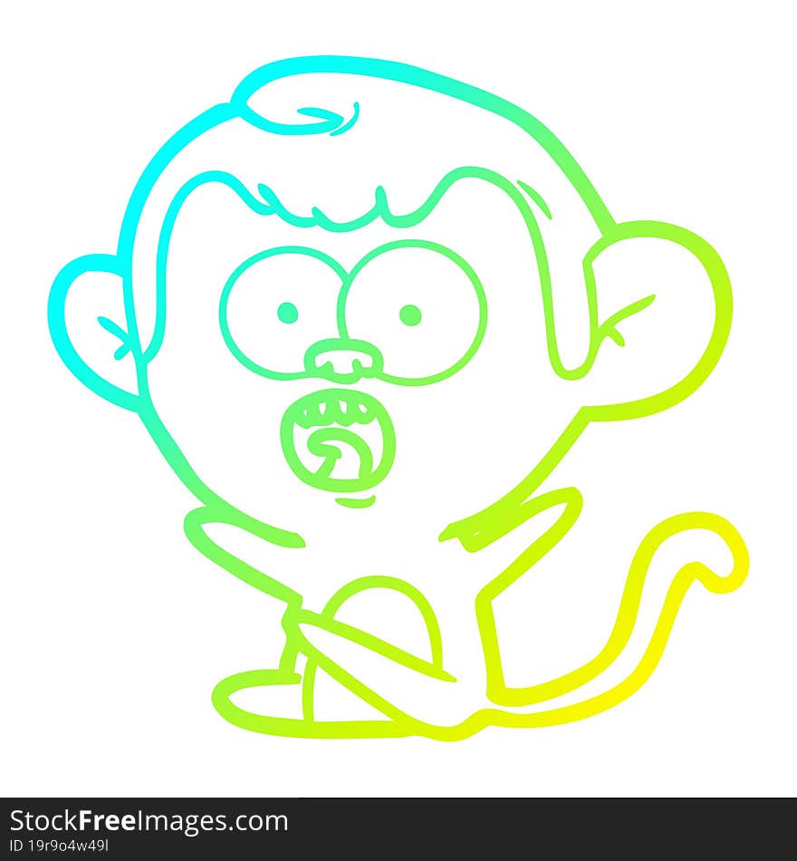 cold gradient line drawing cartoon shocked monkey