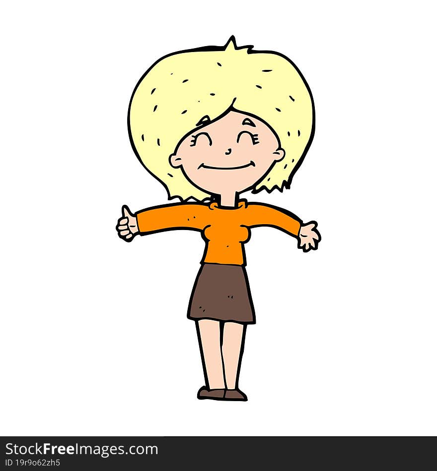 cartoon woman giving thumbs up sign