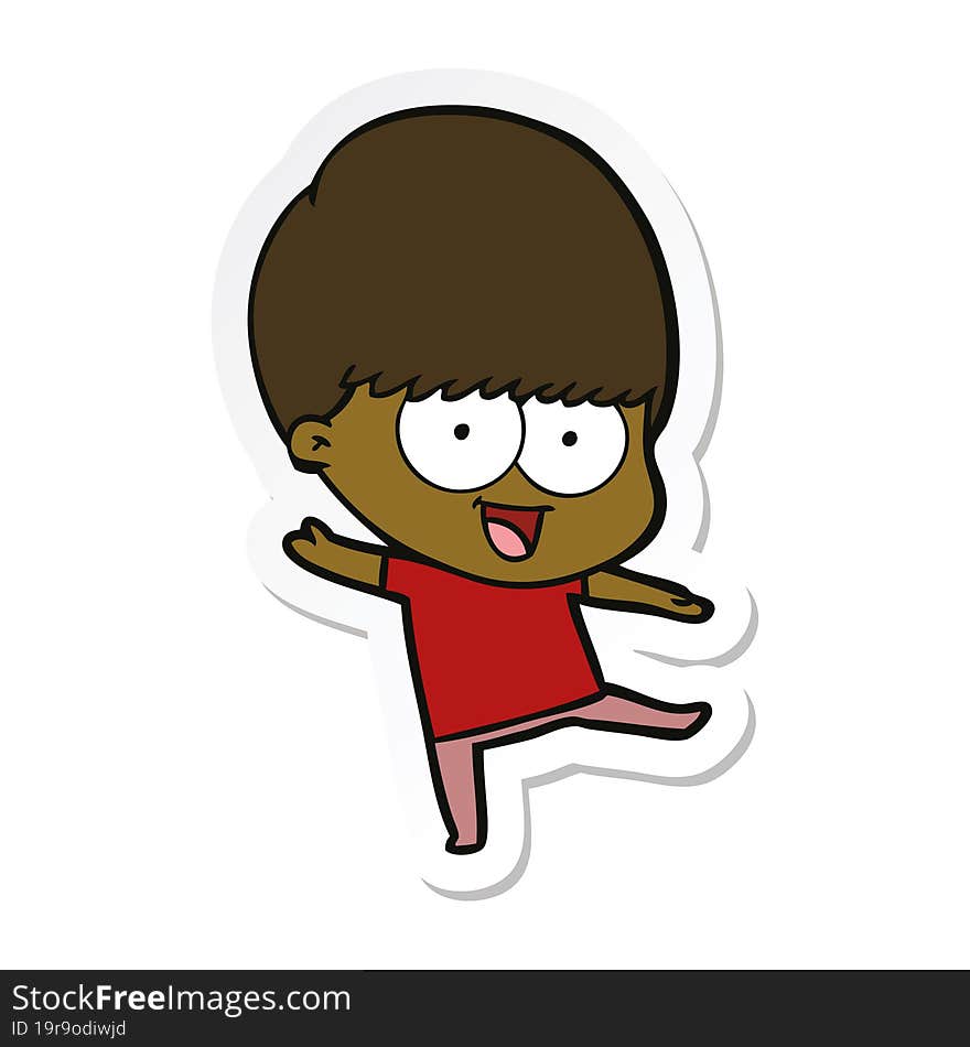 Sticker Of A Happy Cartoon Boy