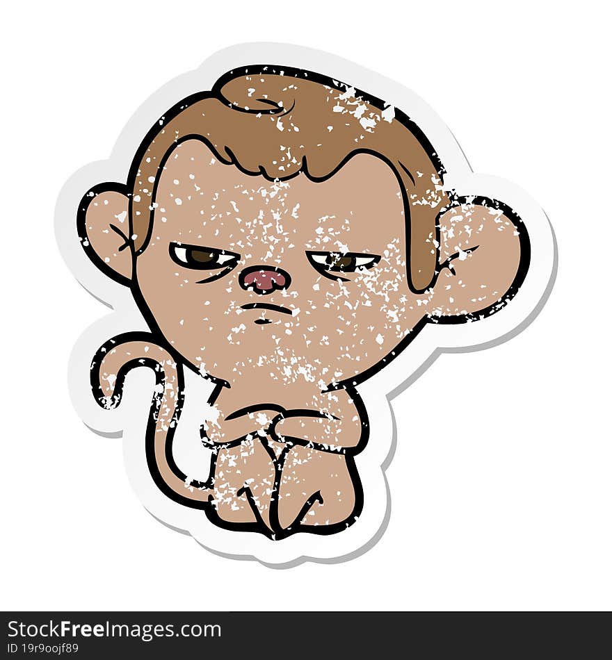 distressed sticker of a cartoon monkey