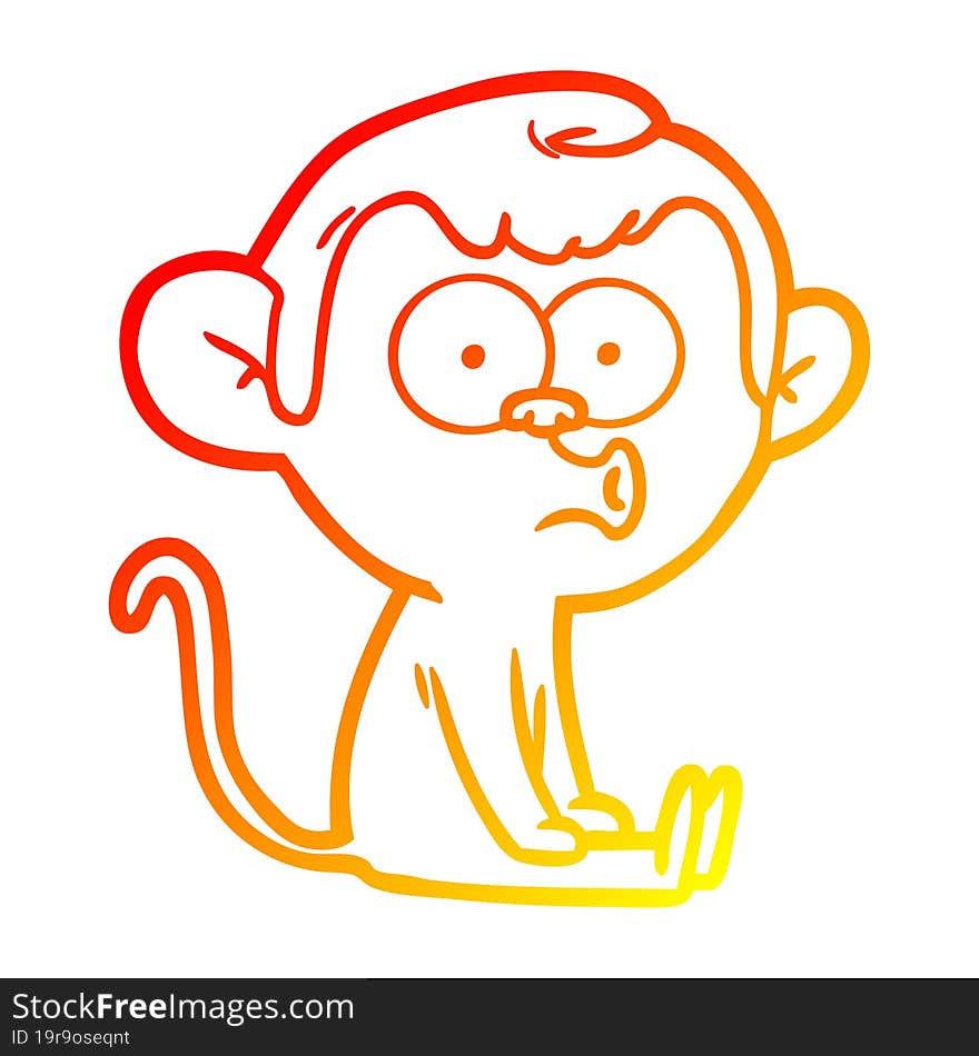 warm gradient line drawing cartoon hooting monkey