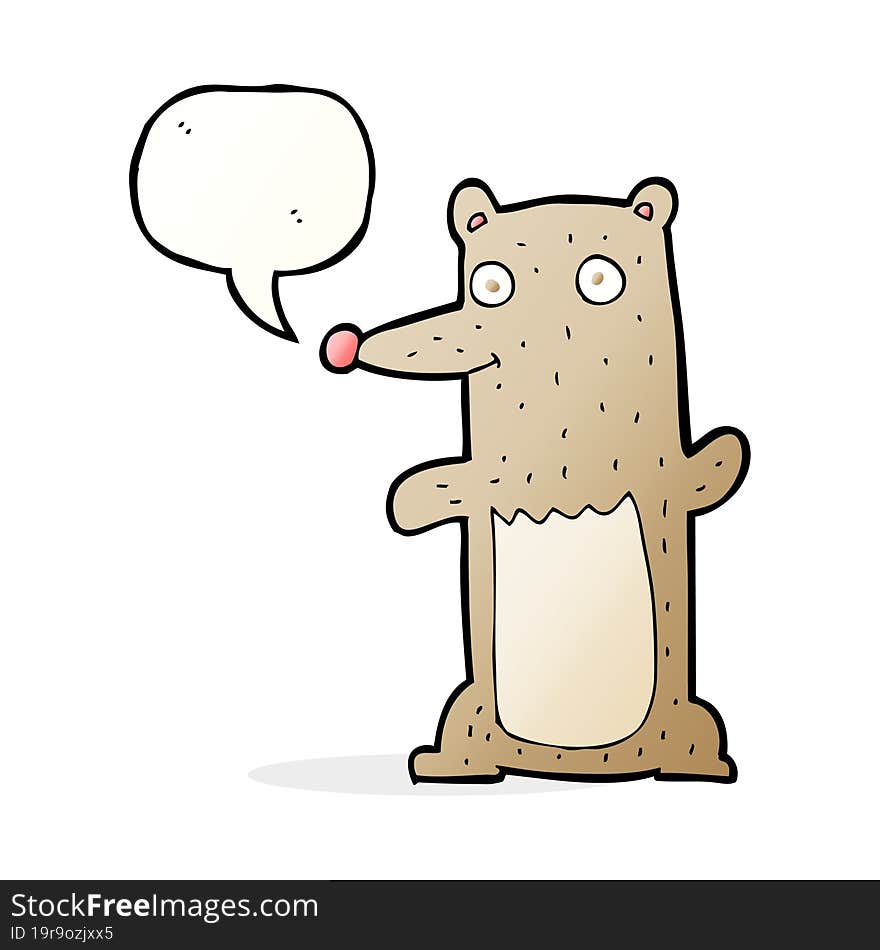 funny cartoon bear with speech bubble