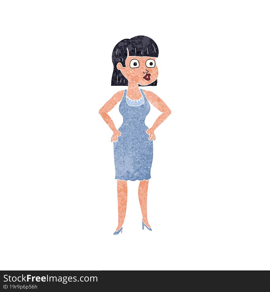 retro cartoon woman with hands on hips