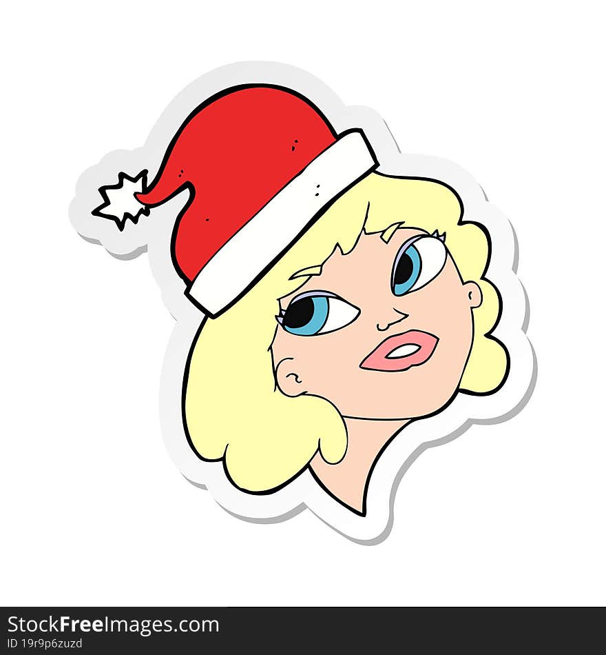 sticker of a cartoon woman ready for christmas