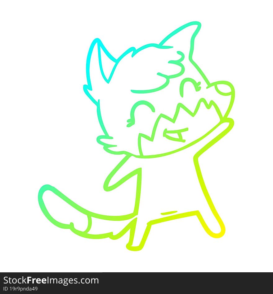 cold gradient line drawing happy cartoon fox