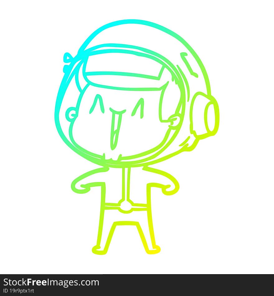 cold gradient line drawing happy cartoon astronaut