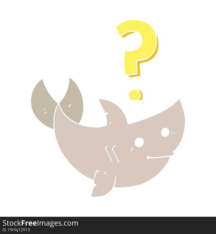 flat color style cartoon shark asking question