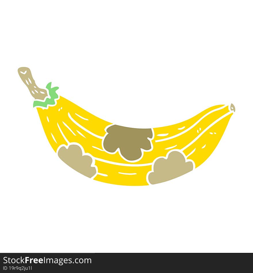 Flat Color Style Cartoon Old Banana Going Brown