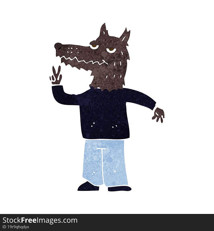 cartoon happy wolf man