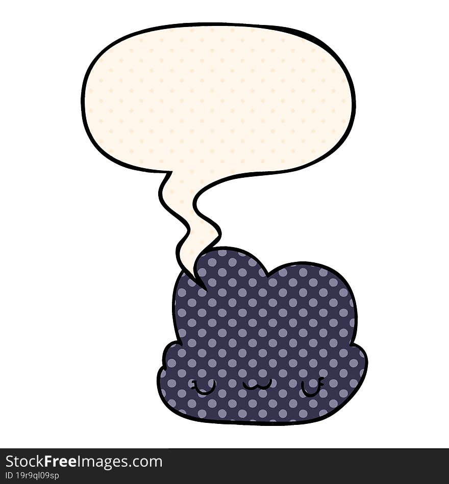 cute cartoon cloud and speech bubble in comic book style