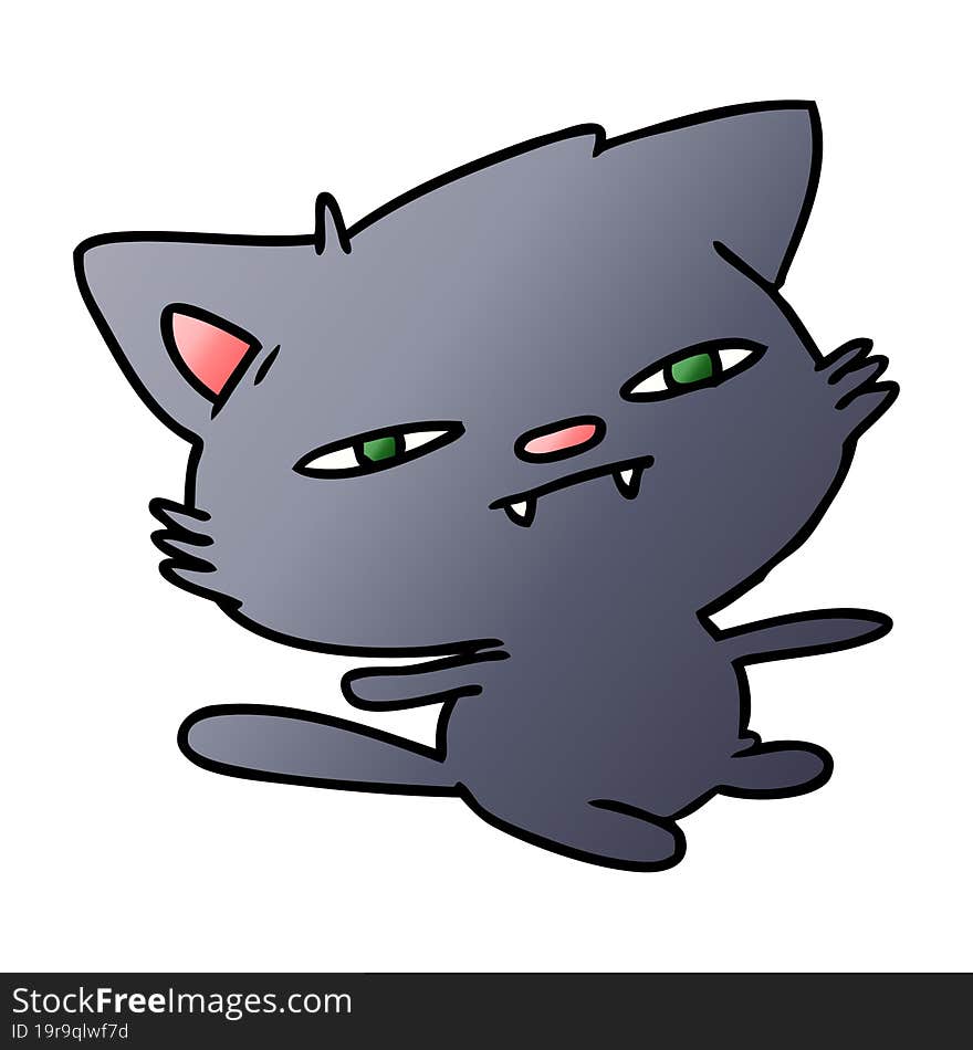 gradient cartoon of cute kawaii cat