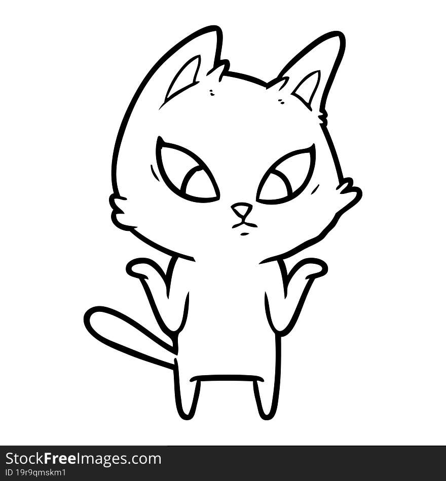 confused cartoon cat shrugging shoulders. confused cartoon cat shrugging shoulders