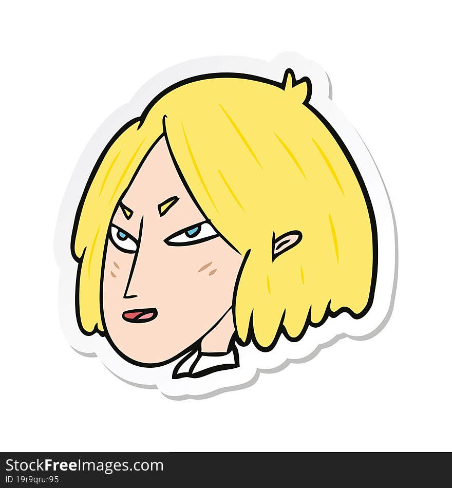 sticker of a cartoon woman