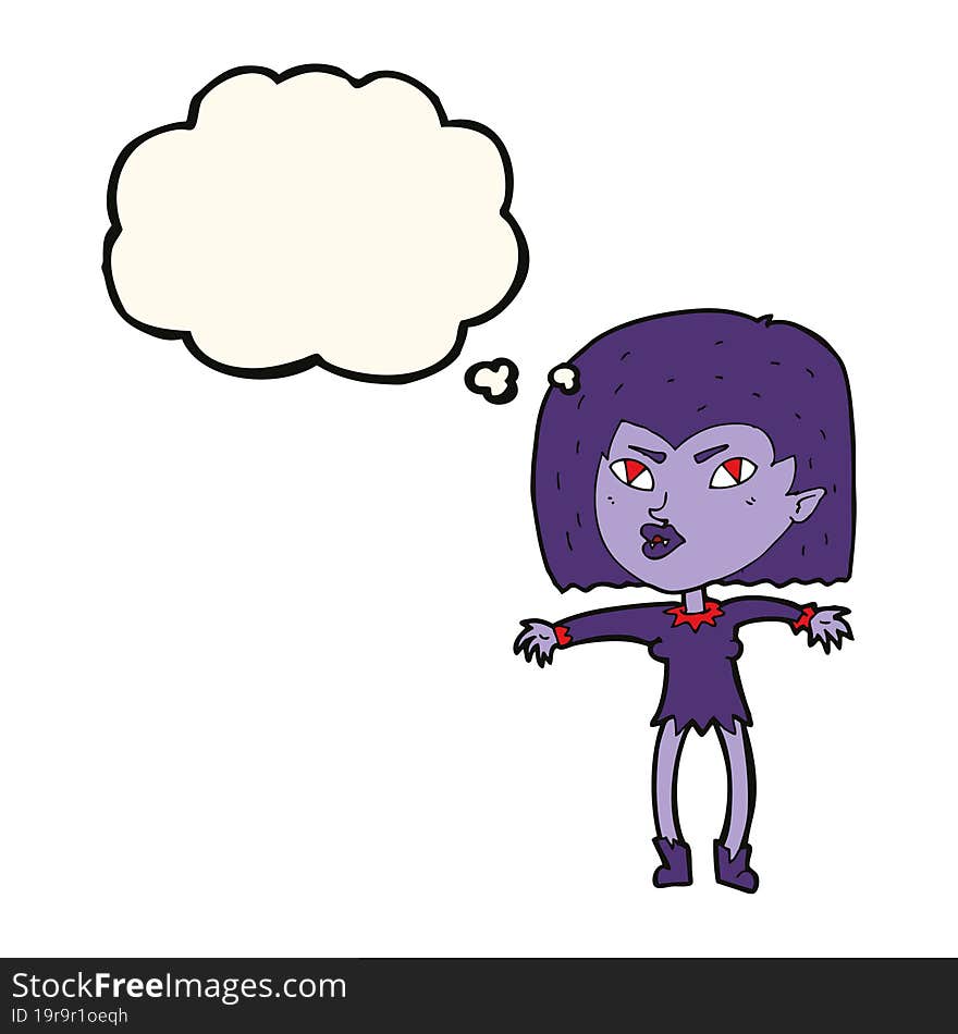 cartoon vampire girl with thought bubble