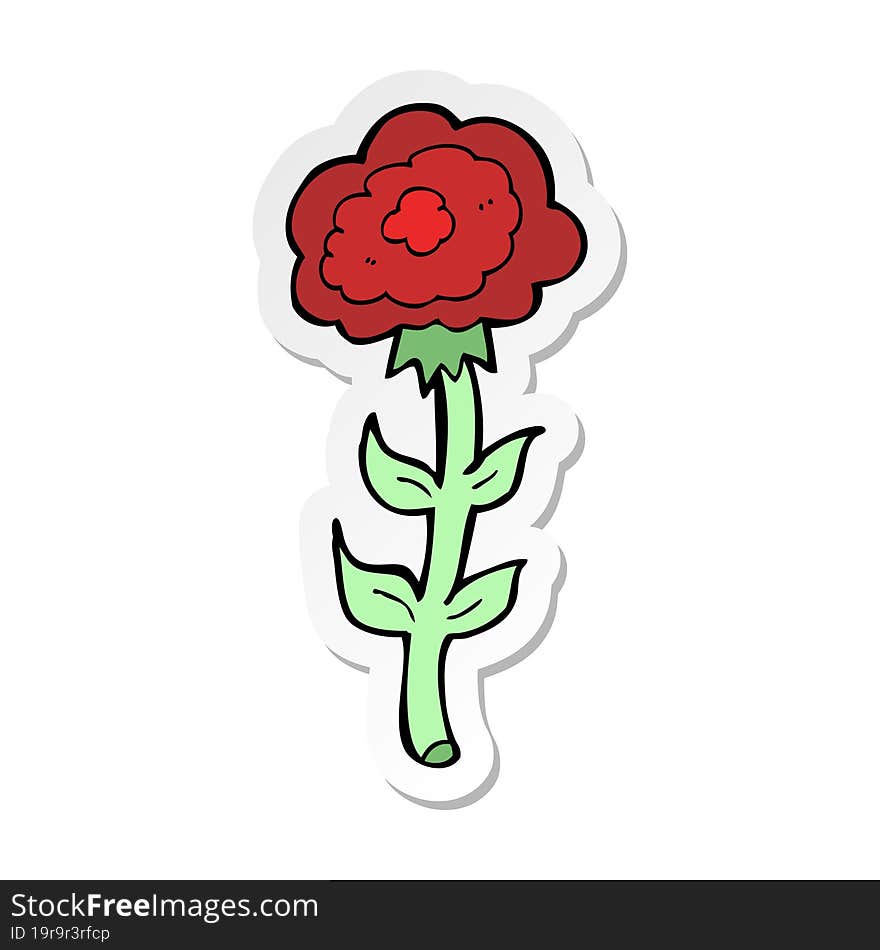 sticker of a cartoon rose