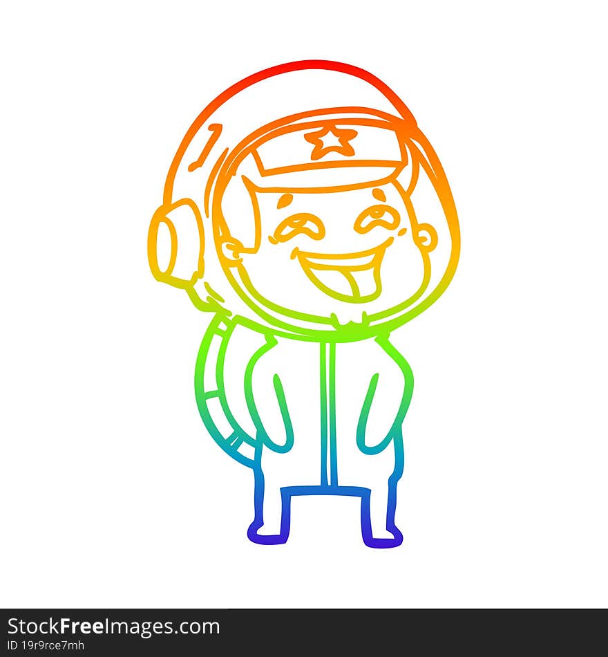 rainbow gradient line drawing cartoon laughing astronaut