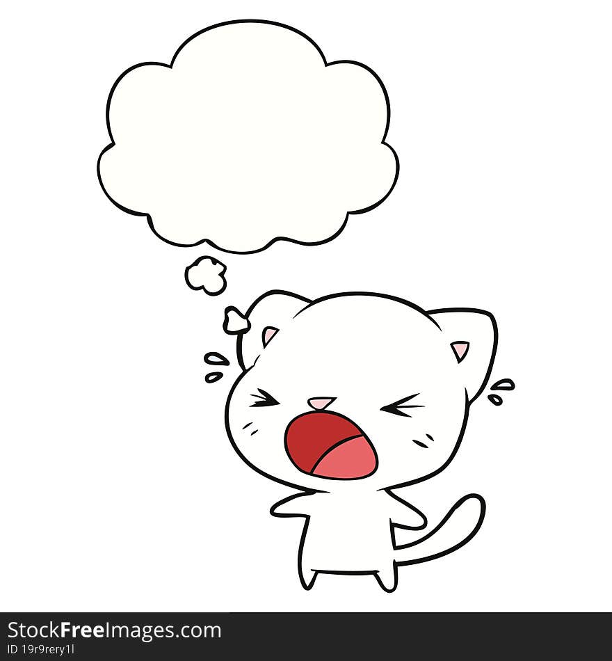 cartoon cat crying and thought bubble