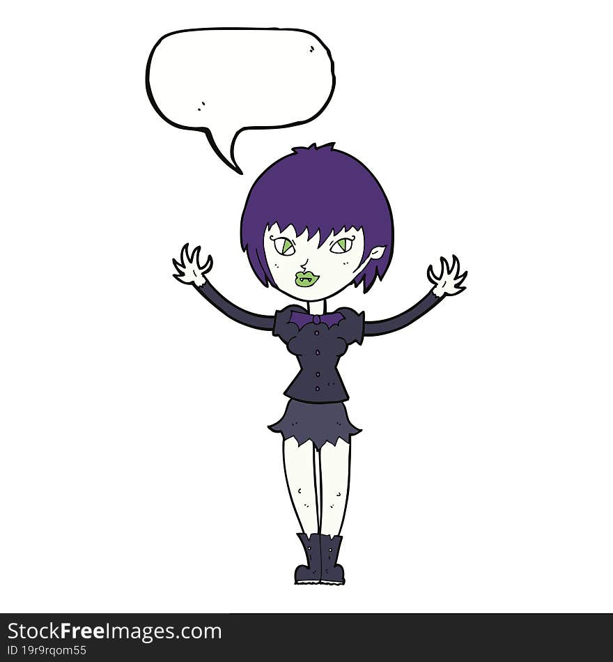 Cartoon Vampire Girl With Speech Bubble