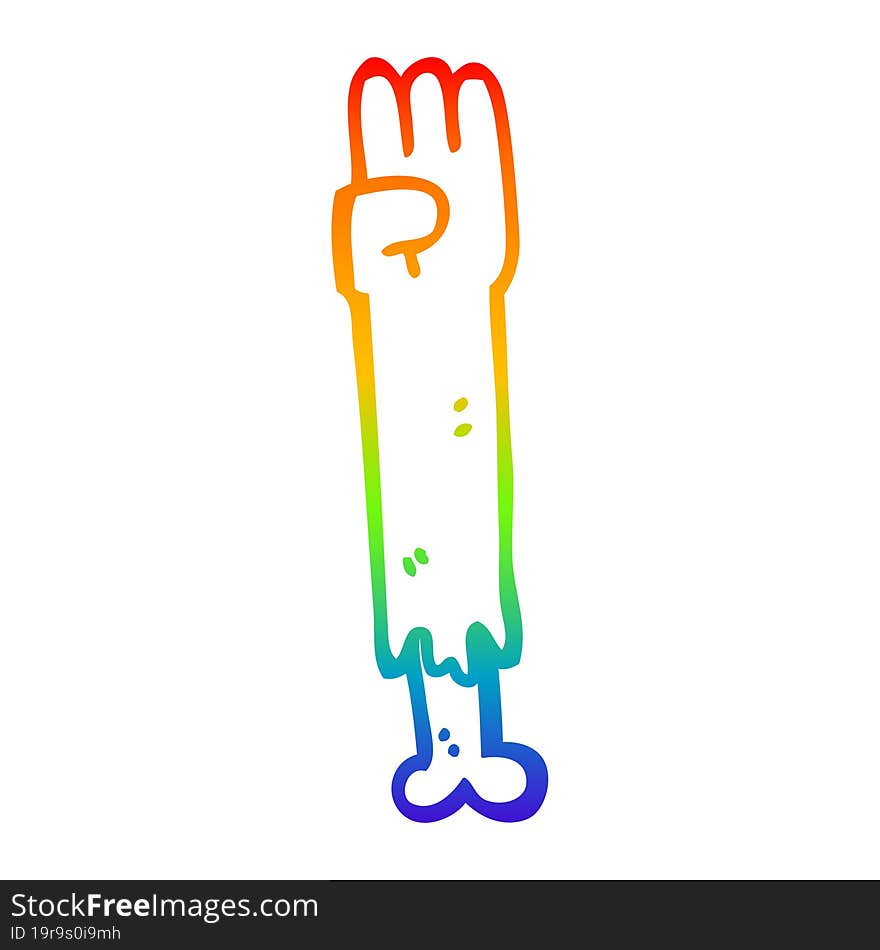 Rainbow Gradient Line Drawing Cartoon Zombie Arm