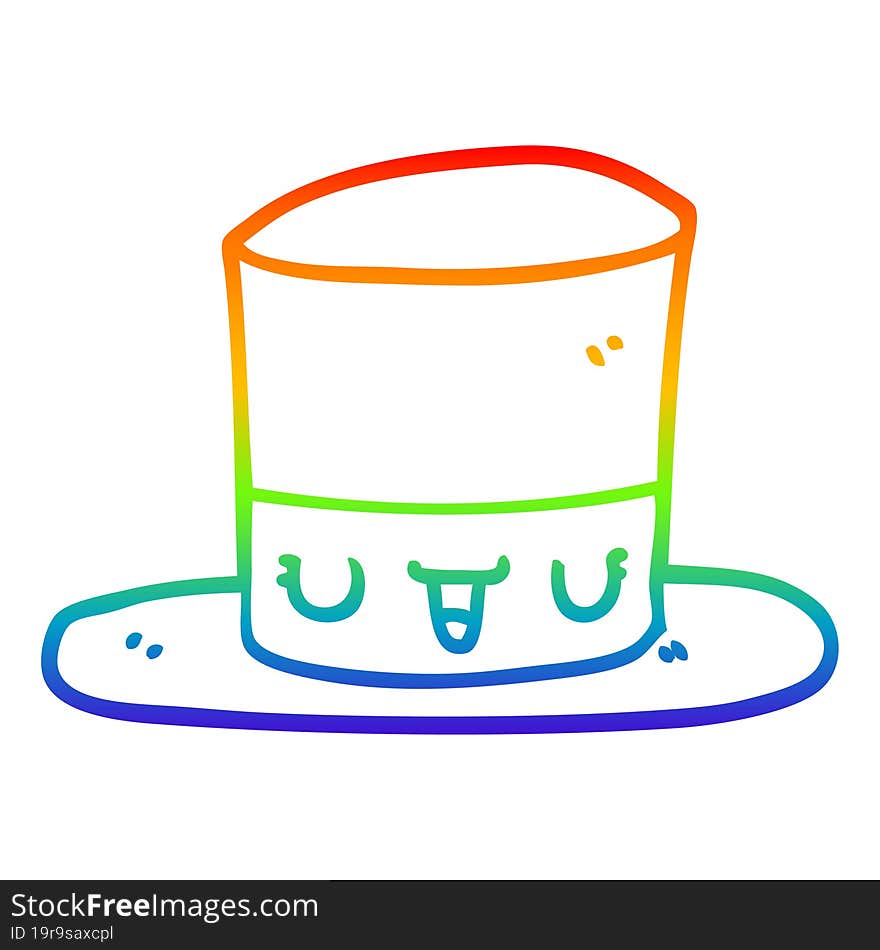 rainbow gradient line drawing cartoon top hat