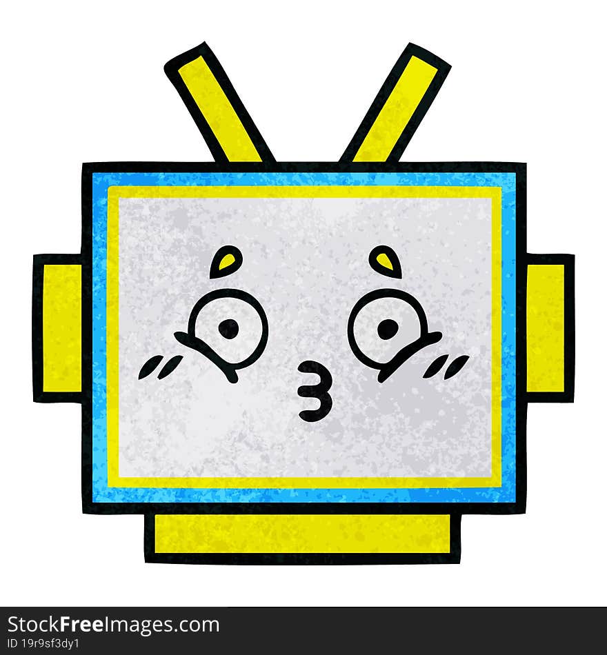 retro grunge texture cartoon robot head