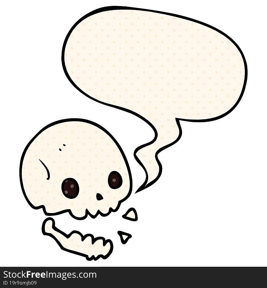 Cartoon Spooky Skull And Speech Bubble In Comic Book Style