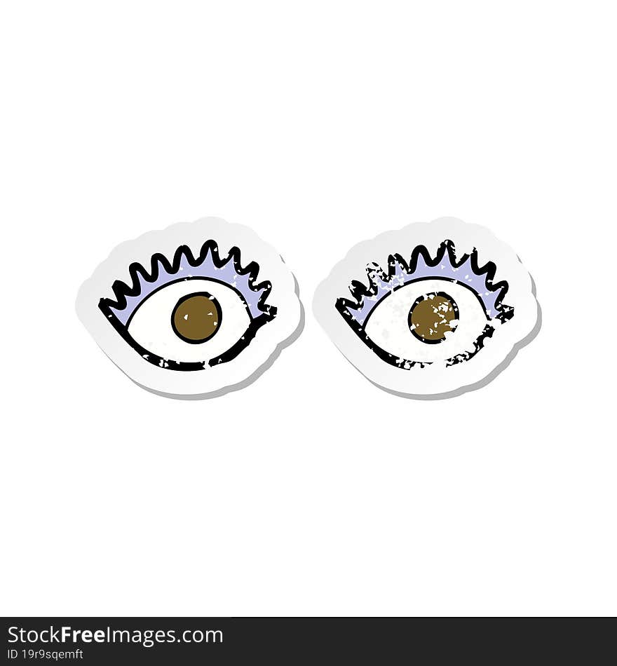 retro distressed sticker of a cartoon eyes