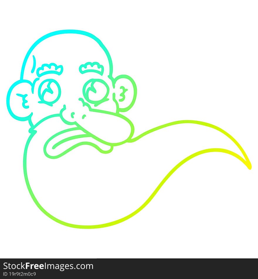 cold gradient line drawing of a cartoon grumpy old man