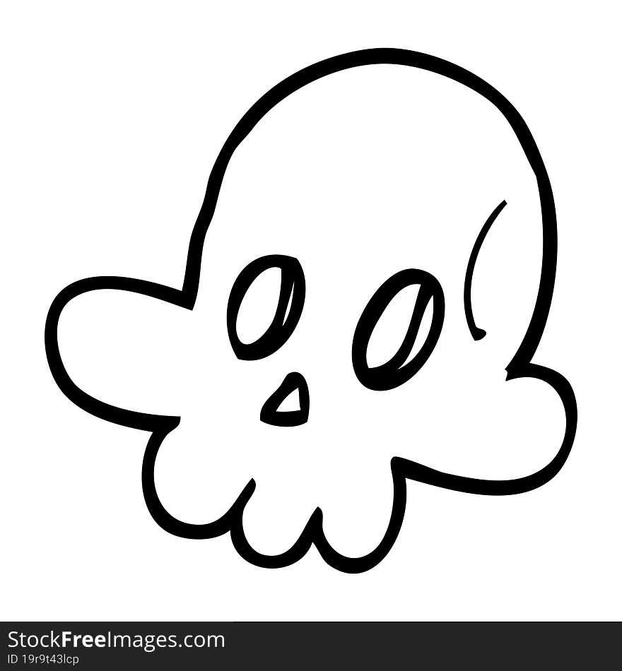 line drawing cartoon halloween skull