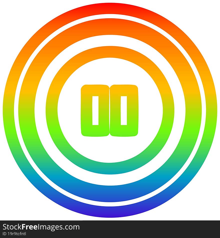 pause button circular in rainbow spectrum