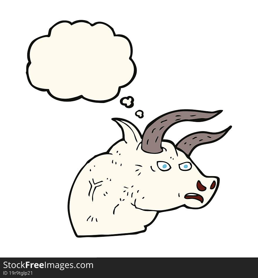 cartoon angry bull head with thought bubble