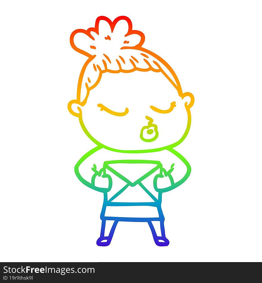 rainbow gradient line drawing cartoon calm woman