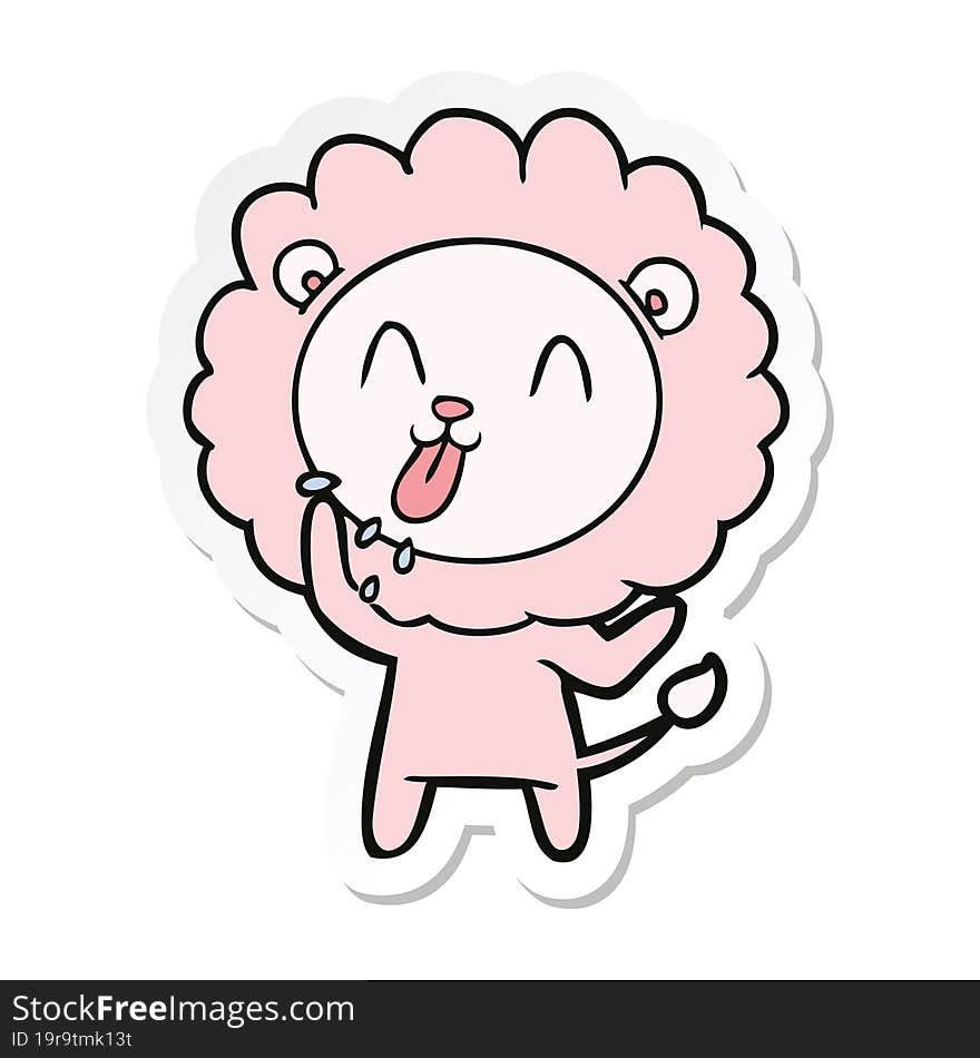 sticker of a happy cartoon lion