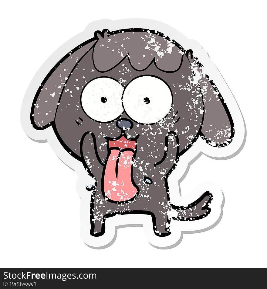 Distressed Sticker Of A Cute Cartoon Dog