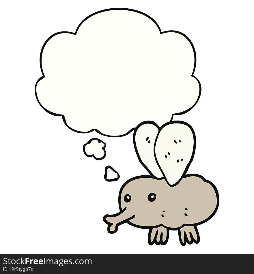 cartoon fly with thought bubble. cartoon fly with thought bubble