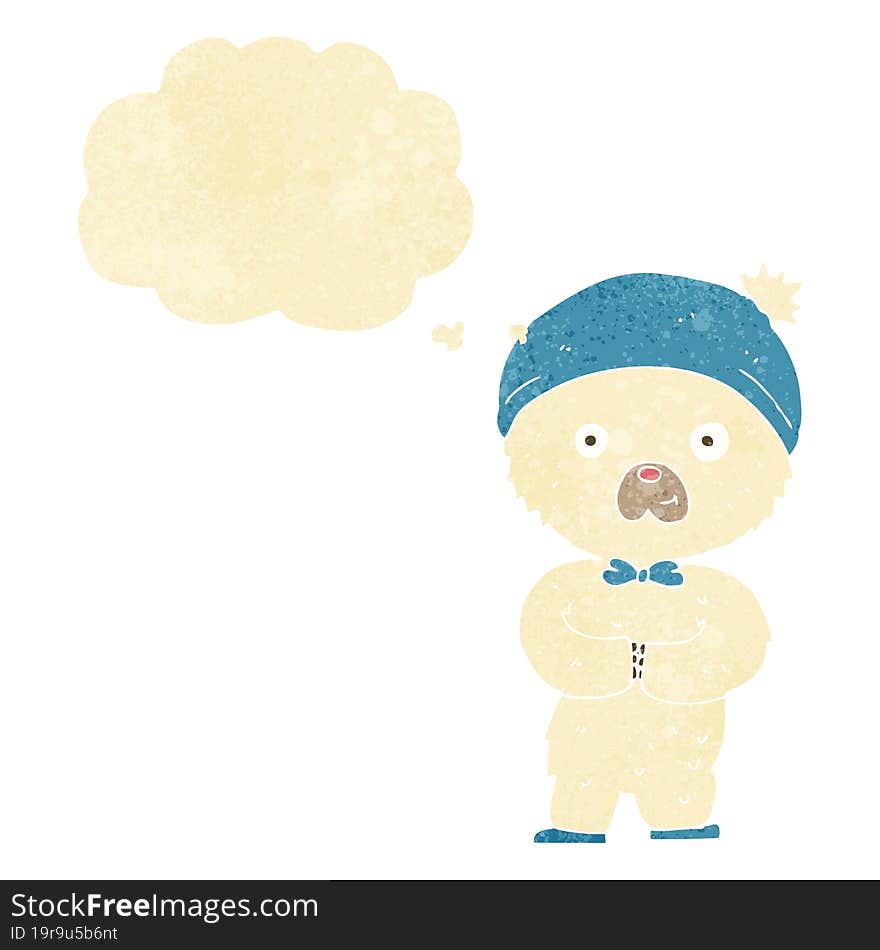 Cartoon Little Polar Bear With Thought Bubble