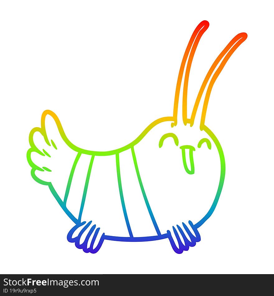 rainbow gradient line drawing of a cartoon crayfish