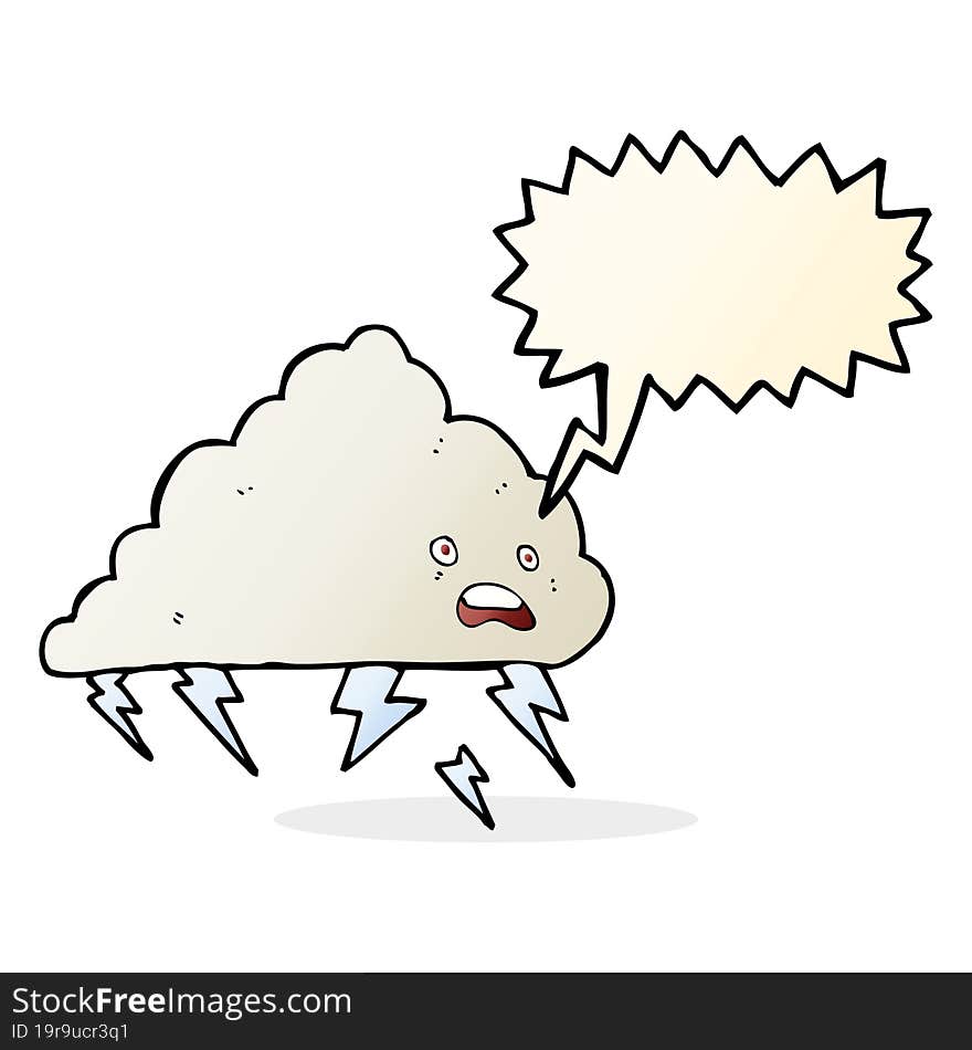 cartoon thundercloud with speech bubble