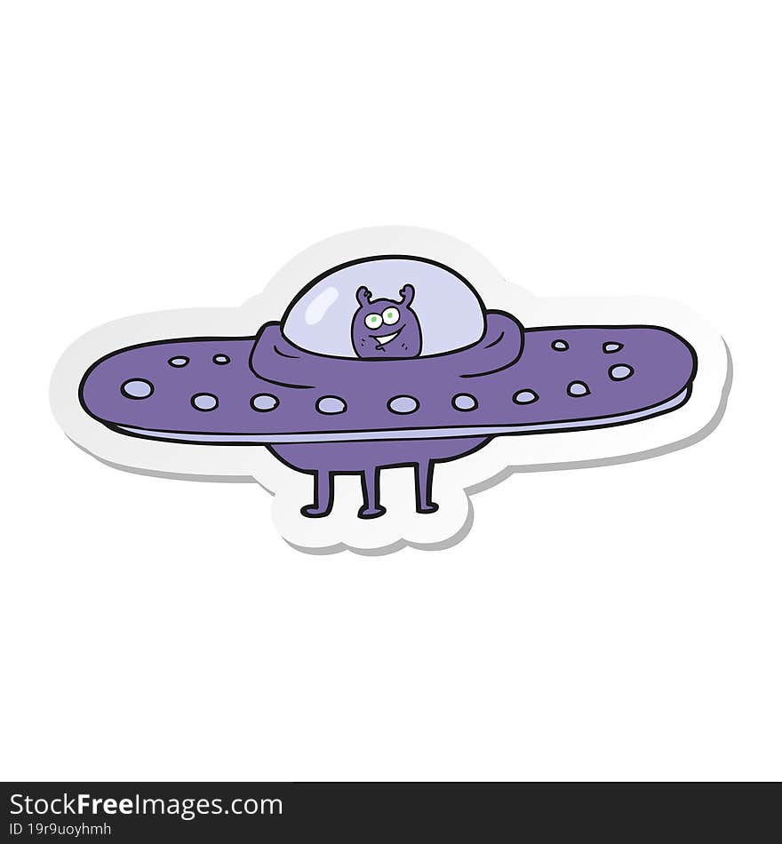 sticker of a cartoon flying saucer