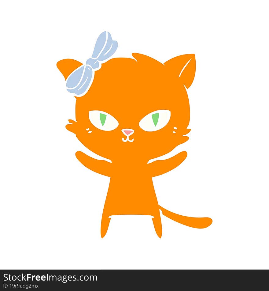 Cute Flat Color Style Cartoon Cat