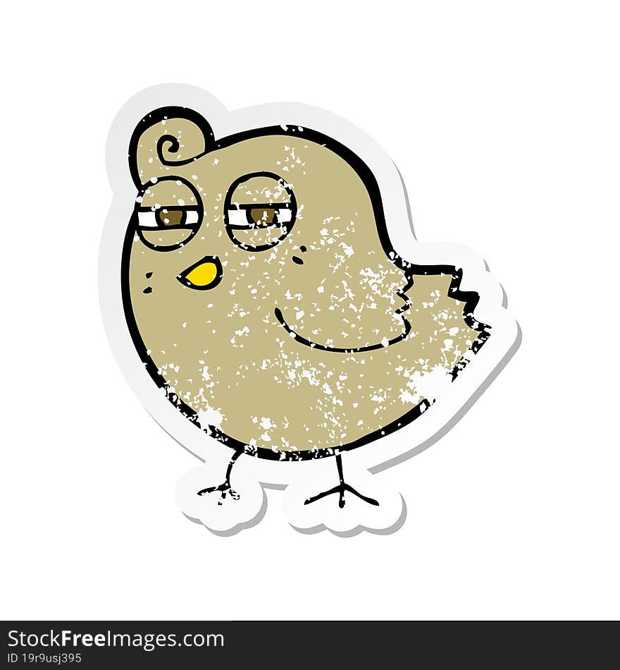 retro distressed sticker of a funny cartoon bird