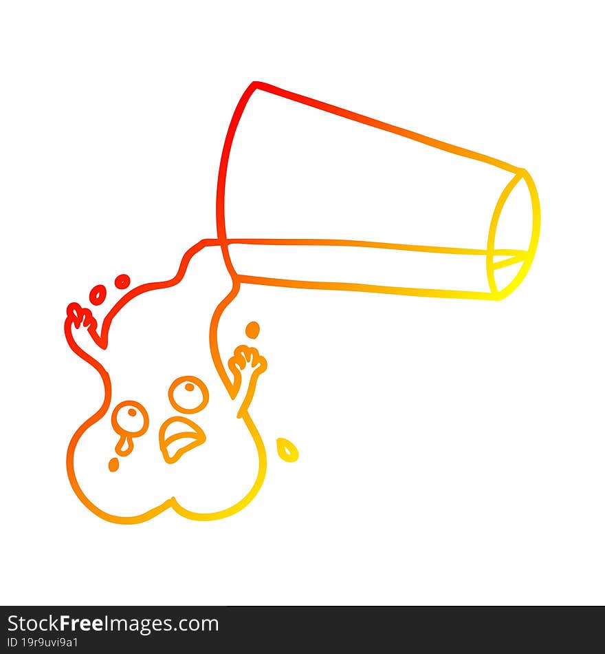 warm gradient line drawing of a pouring water cartoon