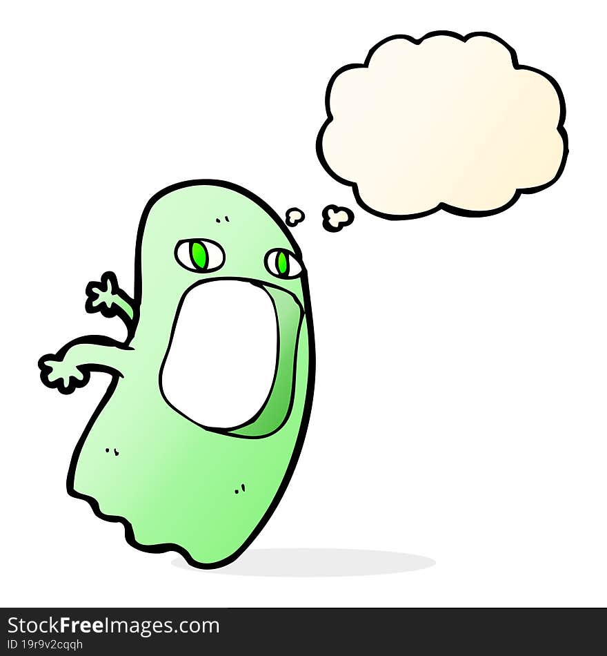 Funny Cartoon Ghost With Thought Bubble